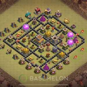 Town Hall Level 8 War Base Design 2025, Max Levels, Hybrid, Layout #746