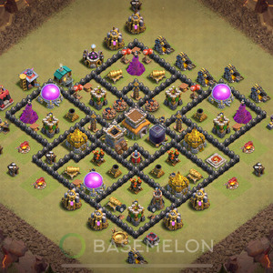 Town Hall Level 8 War Base Design, Max Levels, Anti Everything, Layout #765