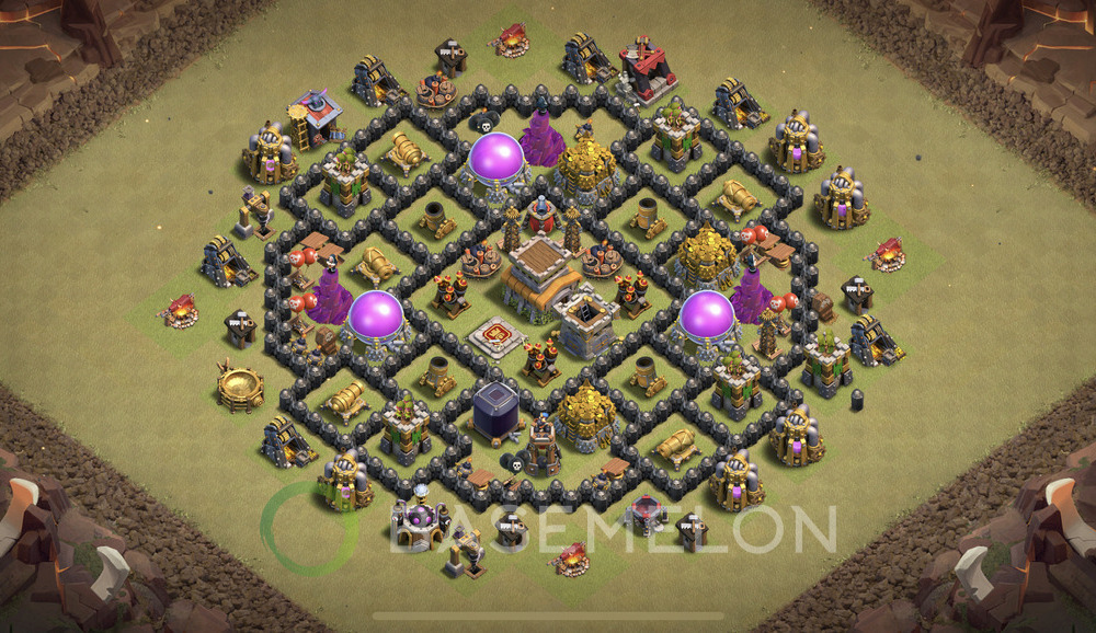 Town Hall Level 8 War Base Design 2024, Anti 2 Stars, Anti Air, Layout #774