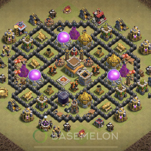 Town Hall Level 8 War Base Design, Anti 2 Stars, Anti Air, Layout #774