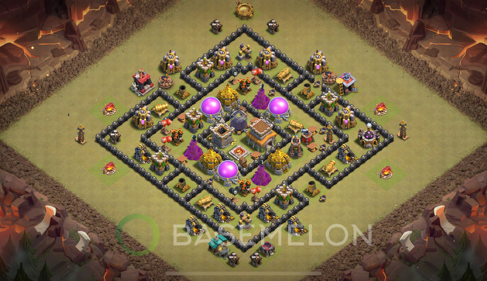 Town Hall Level 8 War Base Design 2024, Anti 2 Stars, Hybrid, Layout #791