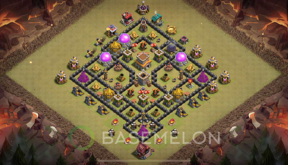 Town Hall Level 8 War Base Design 2025, Max Levels, Hybrid, Layout #817