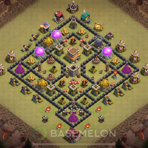 Town Hall Level 8 War Base Design 2025, Max Levels, Hybrid, Layout #817