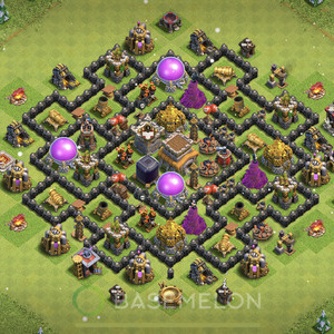 Town Hall Level 8 Farm Base Design, Anti 3 Stars, Hybrid, Layout #830
