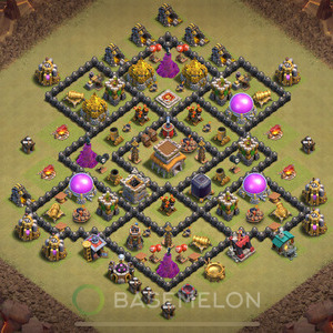Town Hall Level 8 War Base Design, Anti 3 Stars, Anti Everything, Layout #840