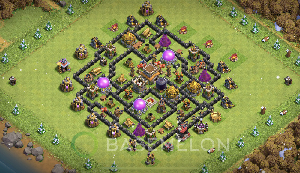 Town Hall Level 8 Farm Base Design 2024, Anti Everything, Hybrid, Layout #846