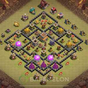 Town Hall Level 8 War Base Design 2025, Anti 2 Stars, Anti Everything, Layout #870