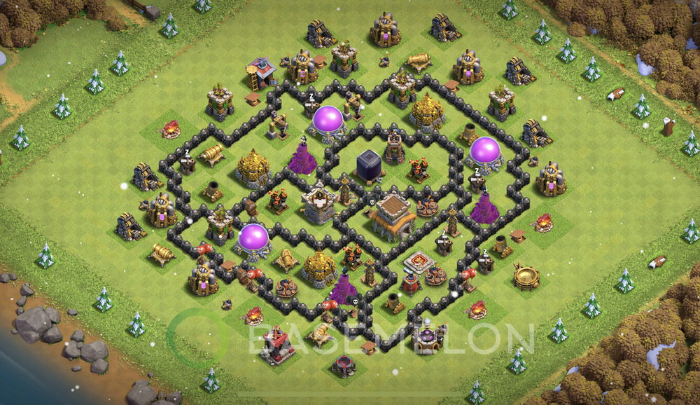 Town Hall Level 8 Farm Base Design 2024, Anti Everything, Hybrid, Layout #875