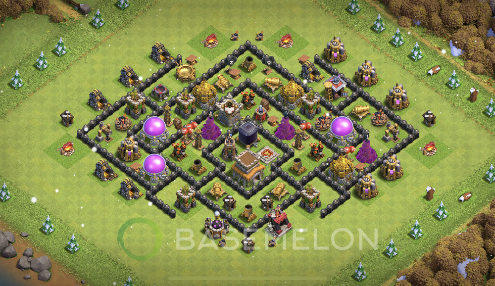 Town Hall Level 8 Trophy/Defense Base Design 2024, Anti GoWipe, Hybrid, Layout #904