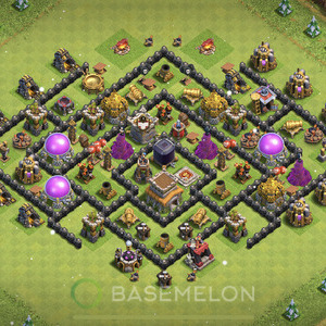 Town Hall Level 8 Trophy/Defense Base Design 2025, Anti GoWipe, Hybrid, Layout #904