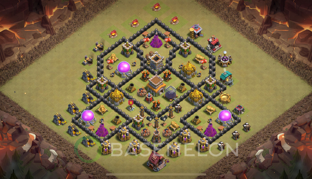 Town Hall Level 8 War Base Design 2025, Anti 3 Stars, Hybrid, Layout #955