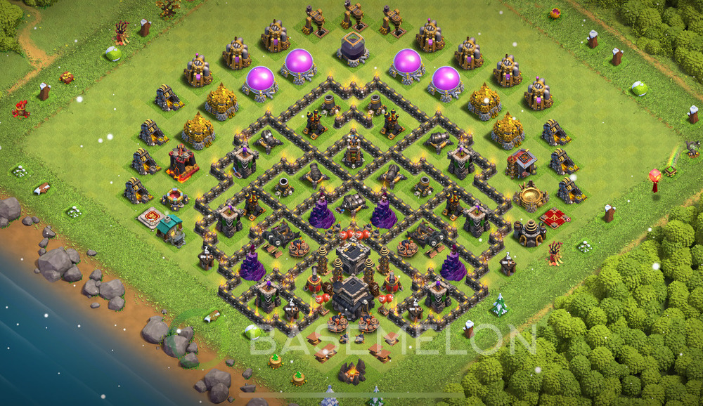 Town Hall Level 9 Trophy/Defense Base Design 2024, Anti 3 Stars, Layout #1052