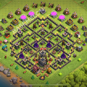 Town Hall Level 9 Trophy/Defense Base Design 2025, Anti 3 Stars, Layout #1052
