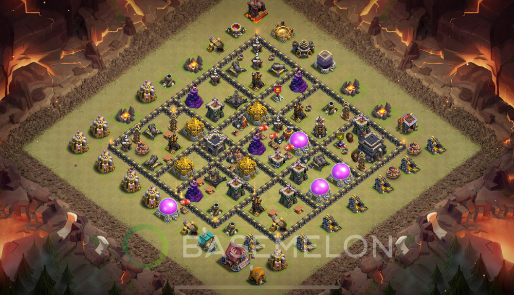 Town Hall Level 9 War Base Design 2025, Anti 3 Stars, Hybrid, Layout #107