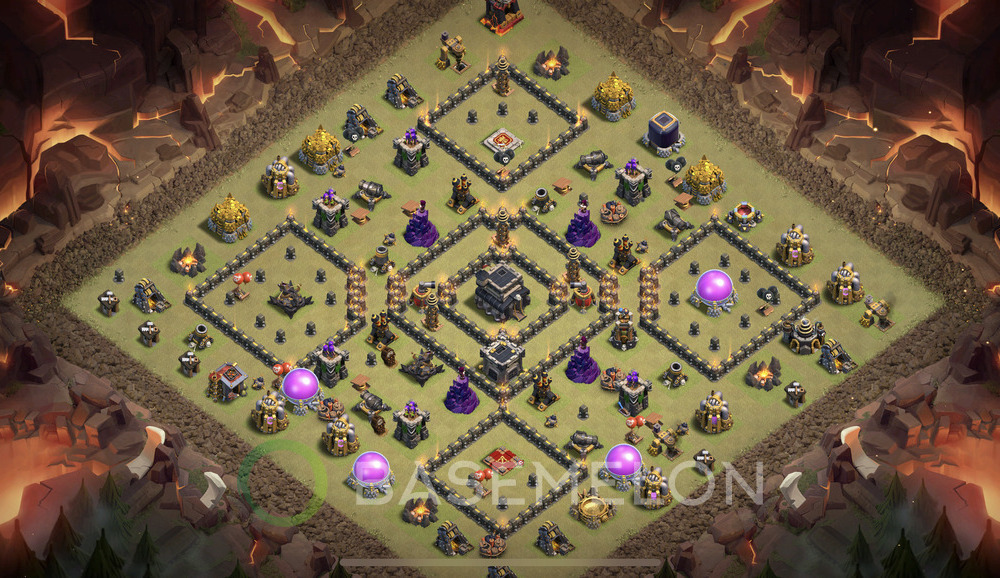 Town Hall Level 9 War Base Design 2024, Anti Everything, Layout #1086