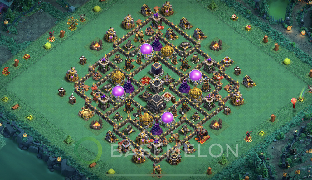 Town Hall Level 9 Farm Base Design 2024, Max Levels, Hybrid, Layout #1098