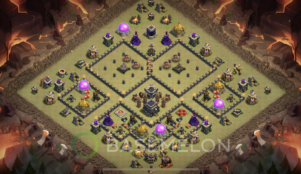 Town Hall Level 9 War Base Design 2024, Anti 3 Stars, Anti Everything, Layout #1150