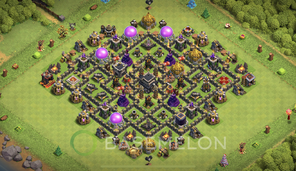 Town Hall Level 9 Trophy/Defense Base Design 2025, Anti Everything, Layout #1183