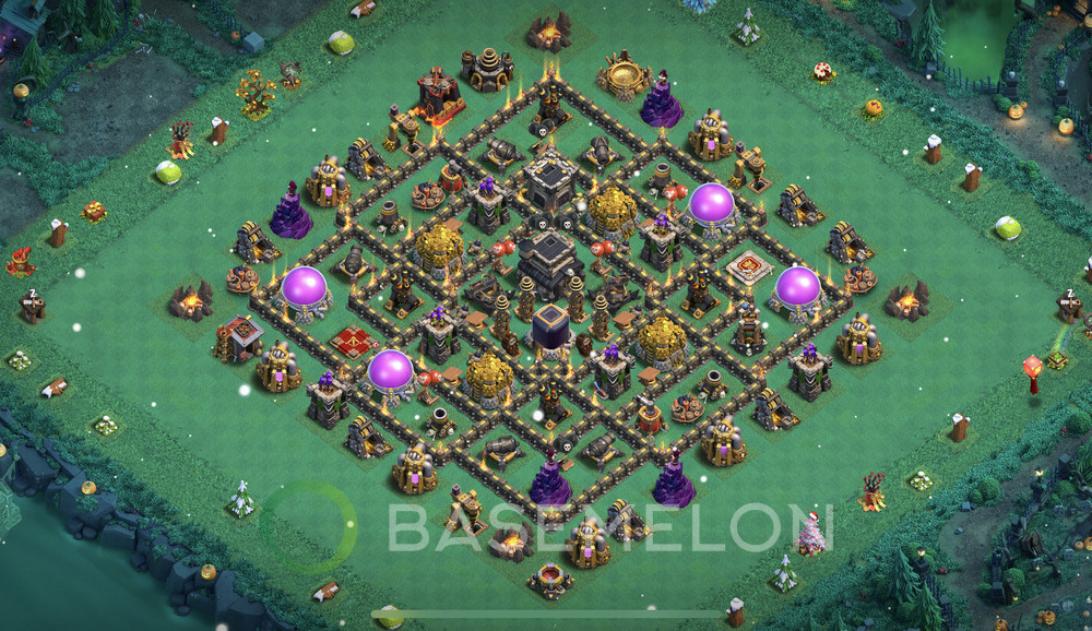 Town Hall Level 9 Farm Base Design 2025, Max Levels, Hybrid, Layout #1185