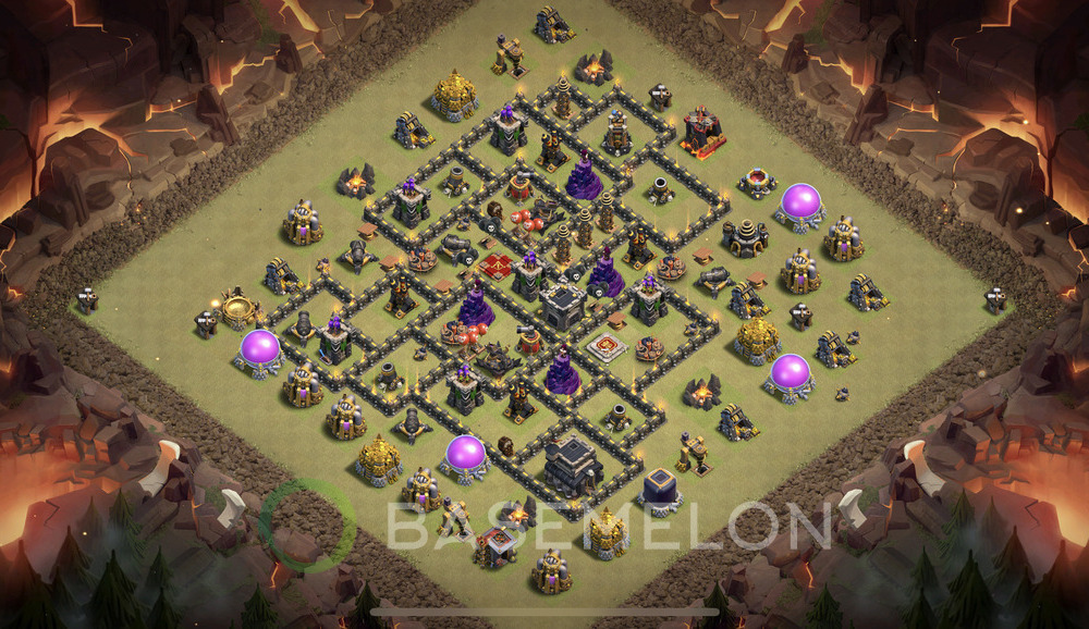 Town Hall Level 9 War Base Design 2025, Max Levels, Layout #1190