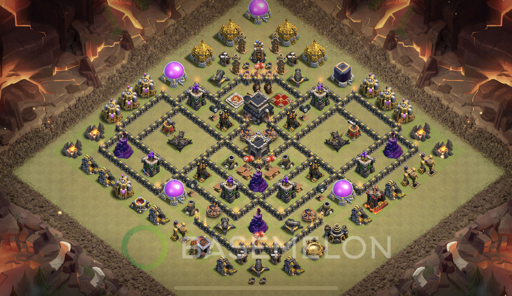 Town Hall Level 9 War Base Design 2025, Anti Everything, Layout #1209