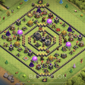 Town Hall Level 9 Trophy/Defense Base Design 2025, Max Levels, Anti Air, Layout #1218