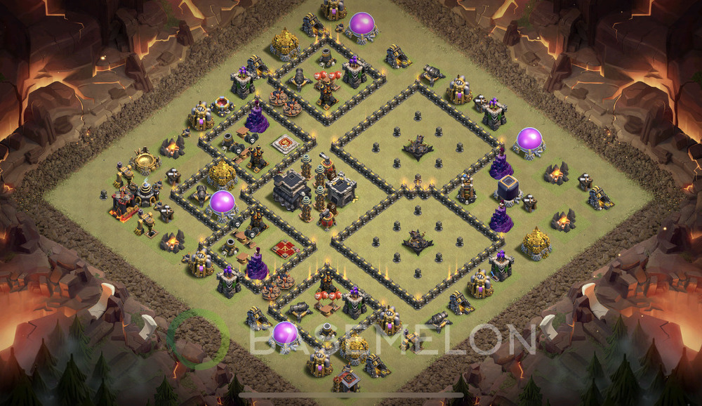 Town Hall Level 9 War Base Design 2025, Anti 3 Stars, Anti Everything, Layout #1245