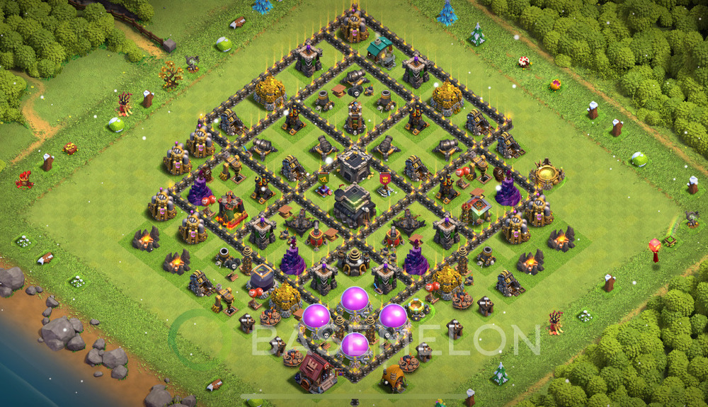 Town Hall Level 9 Trophy/Defense Base Design 2025, Anti 3 Stars, Anti Air, Layout #131