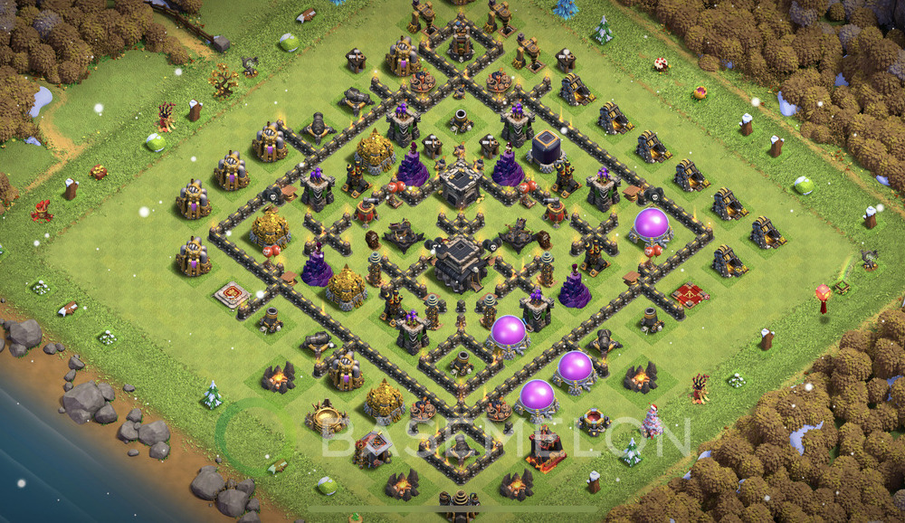 Town Hall Level 9 Trophy/Defense Base Design 2025, Anti Everything, Layout #1335