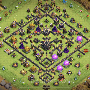 Town Hall Level 9 Trophy/Defense Base Design 2025, Anti Everything, Layout #1335