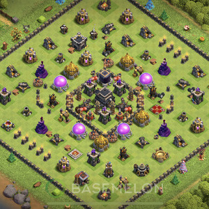 Rathaus Level 9 Verteidigung Base, Anti Alles, Hybrid, Layout #135