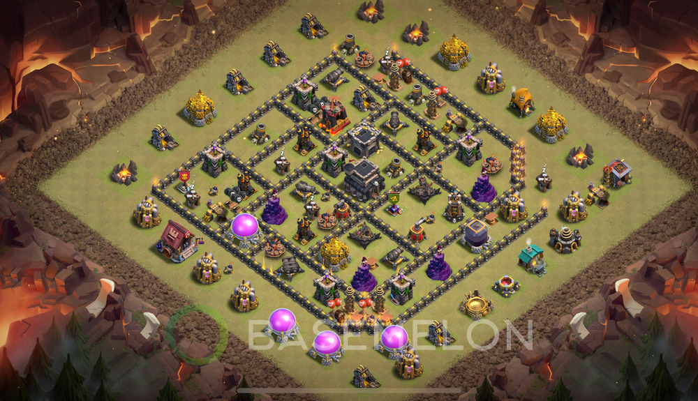 Town Hall Level 9 War Base Design 2025, Anti 2 Stars, Layout #1359