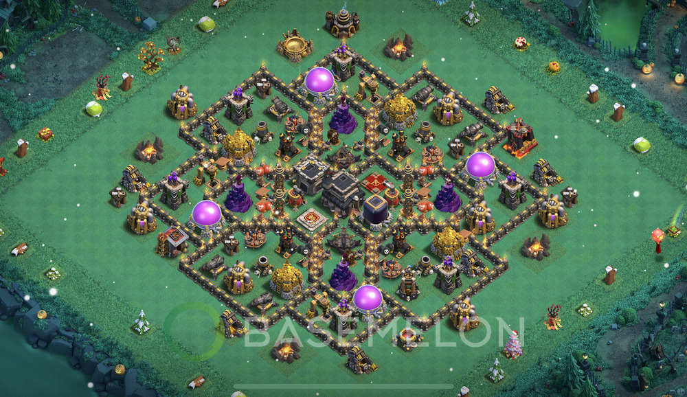 Town Hall Level 9 Farm Base Design 2025, Anti Everything, Hybrid, Layout #1430