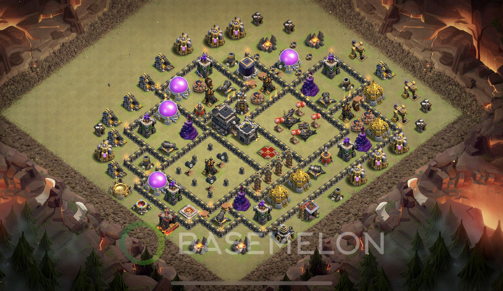 Town Hall Level 9 War Base Design 2025, Anti Everything, Layout #1431