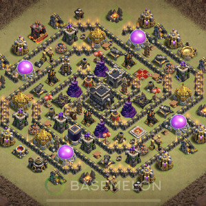 Town Hall Level 9 War Base Design 2025, Anti Air, Hybrid, Layout #1458