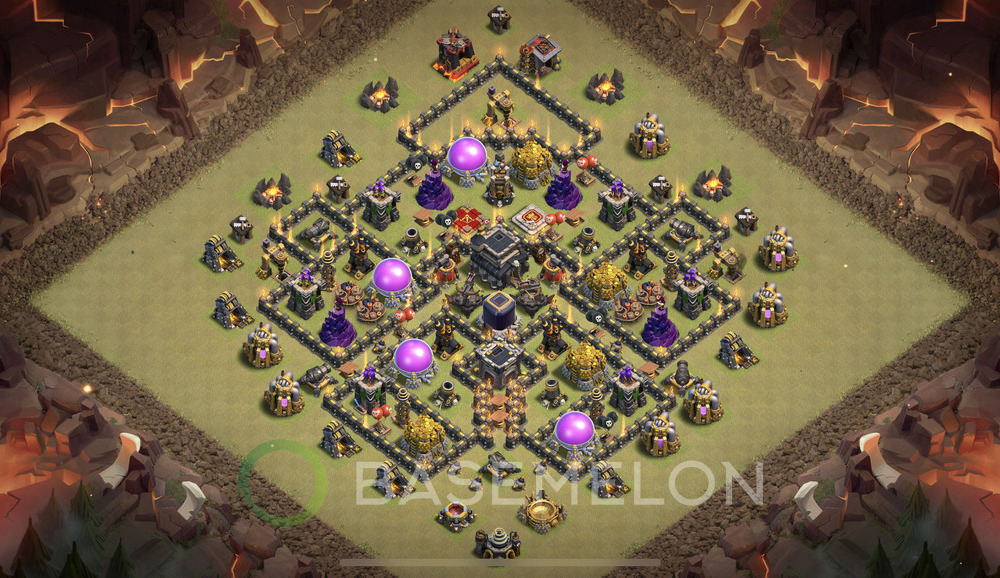 Town Hall Level 9 War Base Design 2025, Anti Everything, Hybrid, Layout #1504