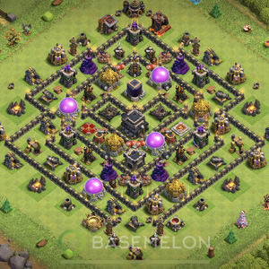 Town Hall Level 9 Farm Base Design 2025, Anti 3 Stars, Hybrid, Layout #1581