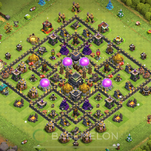 Town Hall Level 9 Farm Base Design 2025, Max Levels, Hybrid, Layout #1610