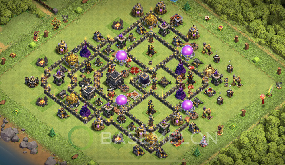 Town Hall Level 9 Farm Base Design 2025, Anti Everything, Hybrid, Layout #1623