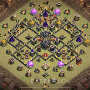 Town Hall Level 9 War Base Design 2025, Anti 2 Stars, Anti Everything, Layout #1628