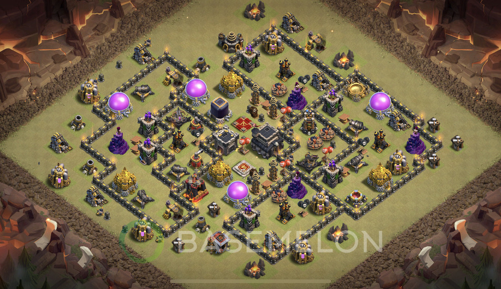 Aldea del Ayuntamiento Nivel 9 para Guerra, Anti 3 Estrellas, Híbrido Diseño 2025, #1783
