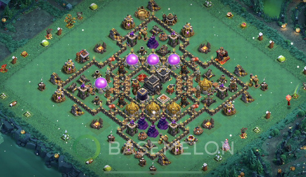 Town Hall Level 9 Farm Base Design 2025, Max Levels, Hybrid, Layout #1789