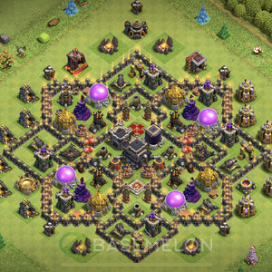 Rathaus Level 9 Verteidigung Base, Anti 2 Sterne, Hybrid, Layout #180