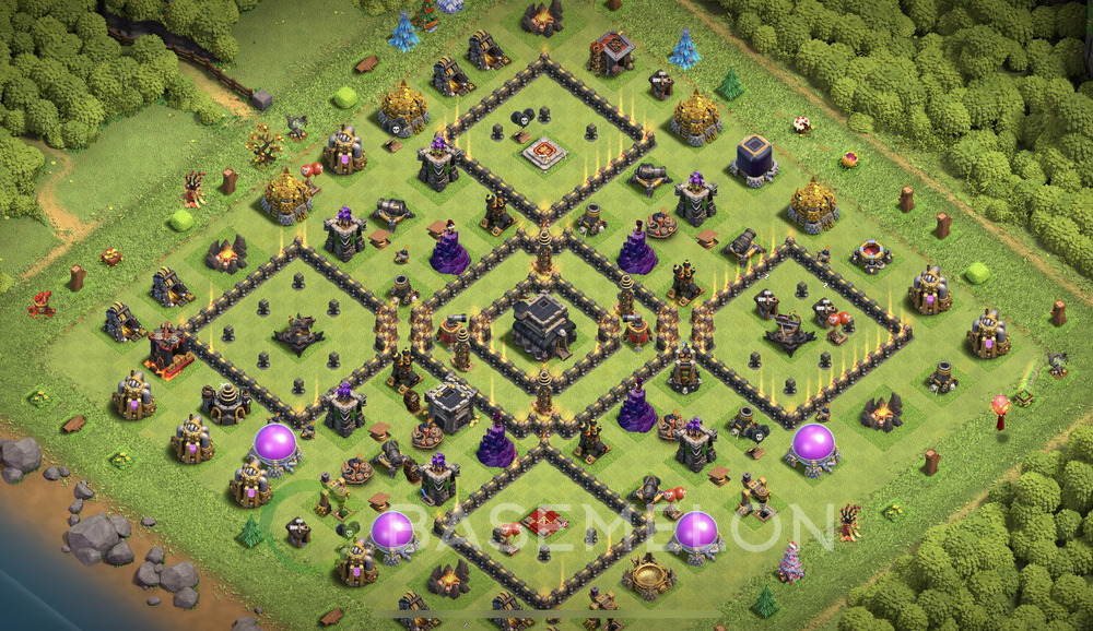 Rathaus Level 9 Verteidigung Base 2025, Unbesiegbar, Anti Alles, Layout #1854