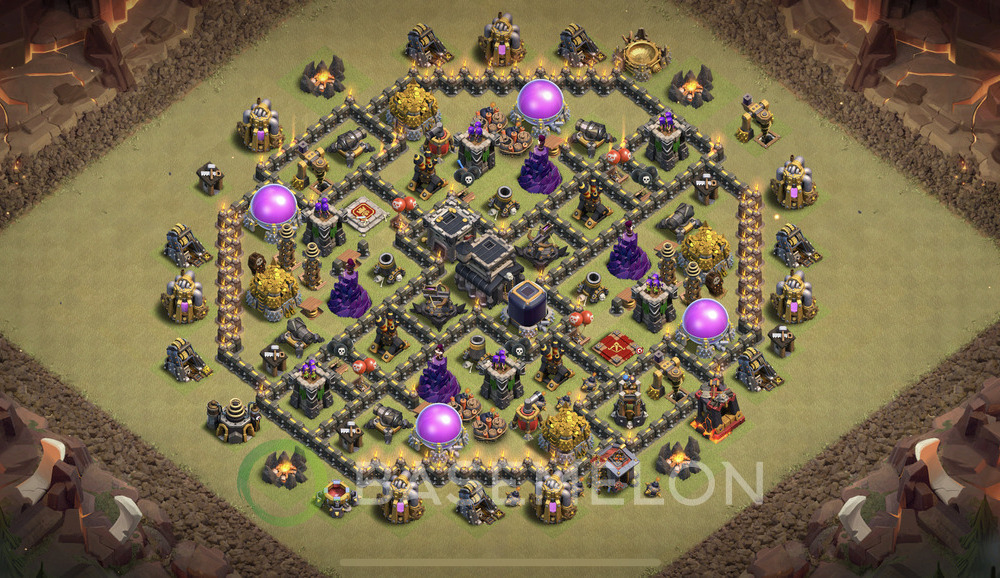 Town Hall Level 9 War Base Design 2025, Anti Everything, Hybrid, Layout #1911