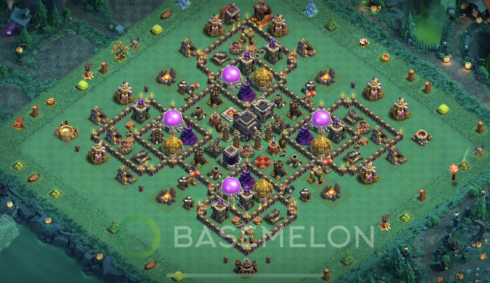 Town Hall Level 9 Farm Base Design 2025, Anti 3 Stars, Hybrid, Layout #1912