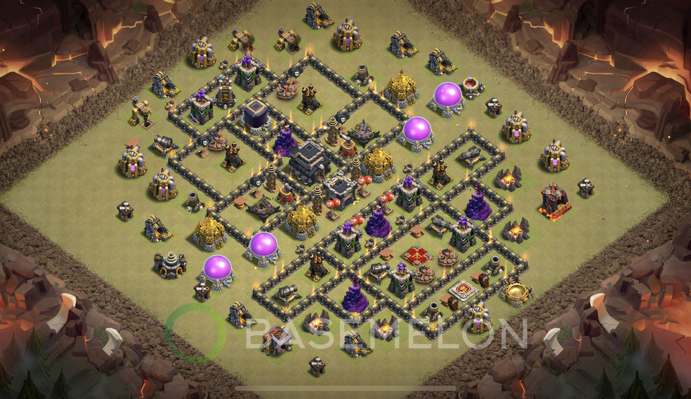 Town Hall Level 9 War Base Design 2025, Anti Everything, Layout #1930