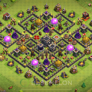 Rathaus Level 9 Verteidigung Base, Anti Alles, Hybrid, Layout #2