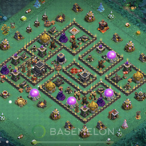Town Hall Level 9 Trophy/Defense Base Design 2025, Anti GoWipe, Layout #2013