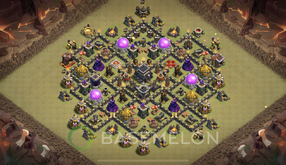 Town Hall Level 9 War Base Design 2025, Anti 2 Stars, Hybrid, Layout #2049